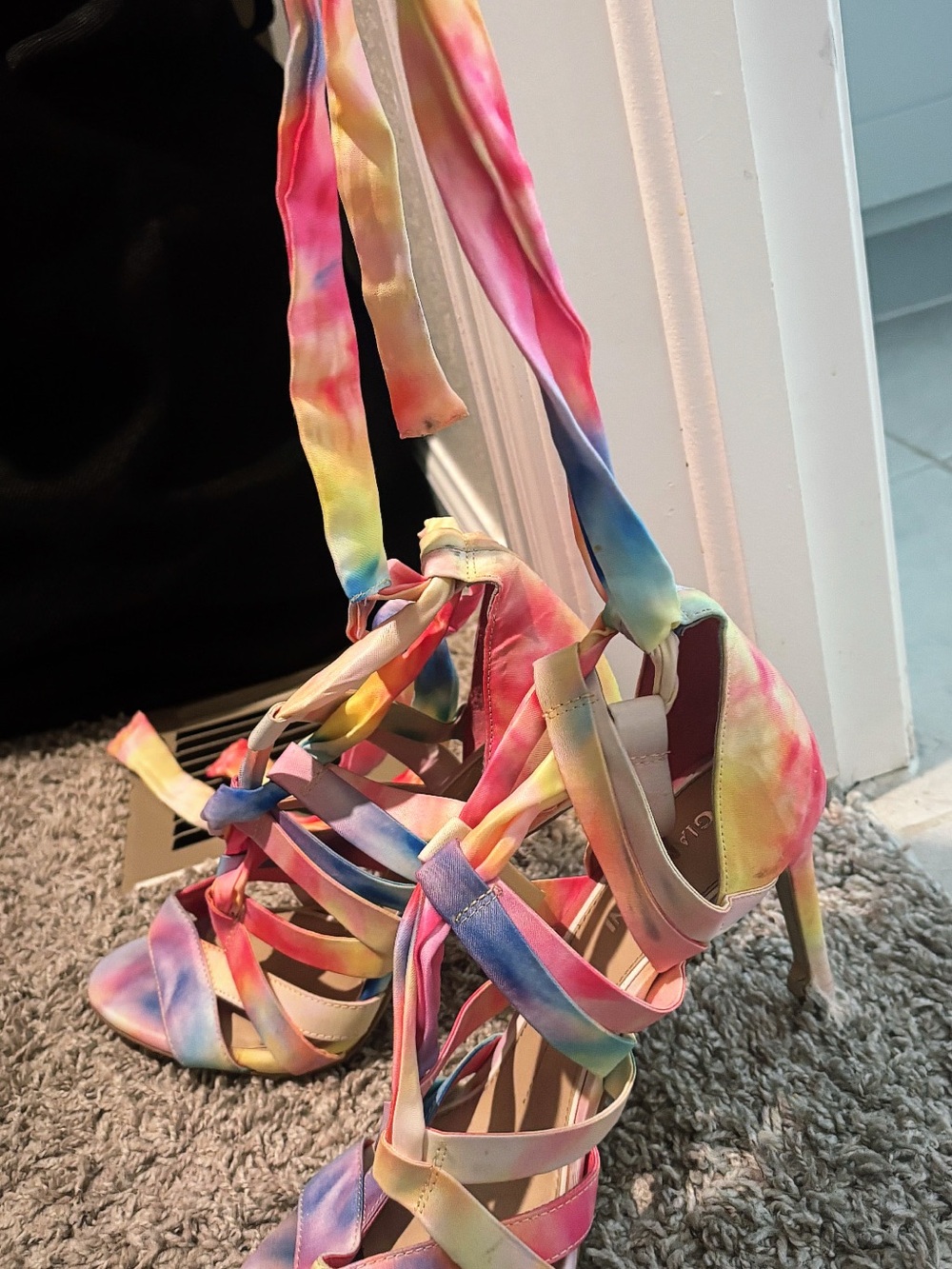Nordstrom Tie-Dye Pastel Strappy Heels
